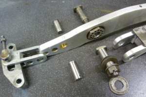 A brake pedal from an old racing car, re bushed with new pivot pins. Good as new.