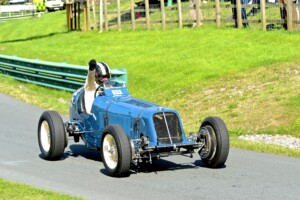 The first ever prewar car to climb Prescott sub 40 seconds. Photo taken on the lap of honour, hence the jubilation.